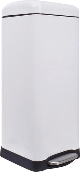 Perel metalen pedaalemmer met uitneembare emmer, solide voet en antislippedaal, ideaal voor thuis en op kantoor, inhoud 30 liter, vierkant 68 x 28 x 34 cm, mat wit