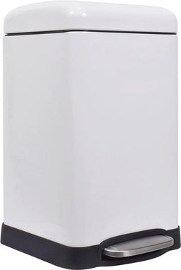 Perel metalen pedaalemmer met uitneembare emmer, solide voet en antislippedaal, ideaal voor thuis en op kantoor, inhoud 20 liter, vierkant 45,5 x 28 x 34 cm, mat wit