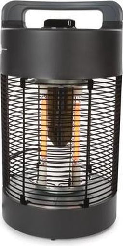Perel Mobiele terrasverwarmer, 700 W, carbon, met kantelbeveiliging, 2 warmteniveaus, oscillerend, plensdicht, metaal, zwart