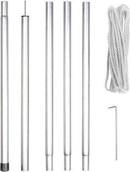 Perel Montagekit met mast, touw en haringen, metaal, diameter 25 mm, hoogte 250 cm