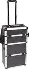 Perel Multifunctionele gereedschapskoffer, trolley, telescopisch handgreep, 3 compartimenten, met sleutelslot, 2 sleutels, aluminium, zwart, 370 x 225 x 670 mm