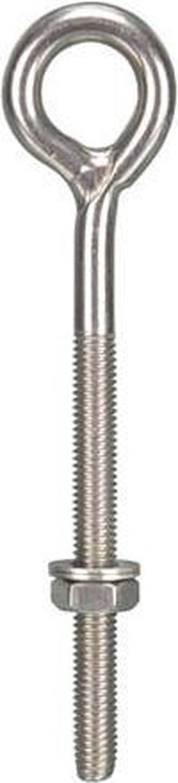 Perel Oogbout met moer en 2 ringen, roestvrij staal, diameter 8 mm, hoogte 130 mm, breedte 30 mm