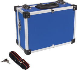 Perel opbergkoffer, schouderriem, sleutelslot, 2 sleutels, aluminium, blauw, 320 x 230 x 155 mm