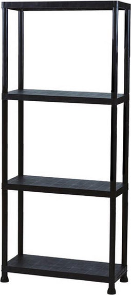 Perel Opbergrek met 4 legplanken, montage zonder gereedschap, inclusief muurbevestigingsbeugels, capaciteit per schap 20 kg, 60 x 30 x 138 cm, 3.2 kg, polypropyleen, zwart