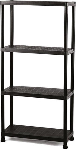 Perel Opbergrek met 4 legplanken, montage zonder gereedschap, inclusief muurbevestigingsbeugels, capaciteit per schap 20 kg, 80 x 30 x 138 cm, 4.12 kg, polypropyleen, zwart