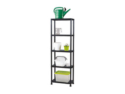 Perel Opbergrek met 5 legplanken, montage zonder gereedschap, inclusief muurbevestigingsbeugels, capaciteit per schap 20 kg, 80 x 30 x 138 cm, 5.22 kg, polypropyleen, zwart