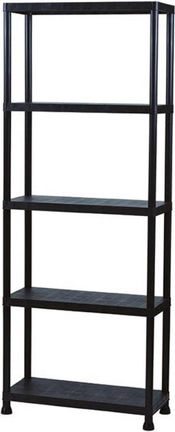 Perel Opbergrek met 5 legplanken, montage zonder gereedschap, inclusief muurbevestigingsbeugels, capaciteit per schap 20 kg, 60 x 30 x 138 cm, 4 kg, polypropyleen, zwart