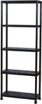 Perel Opbergrek met 5 legplanken, montage zonder gereedschap, inclusief muurbevestigingsbeugels, capaciteit per schap 20 kg, 60 x 30 x 138 cm, 4 kg, polypropyleen, zwart