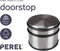 Perel Roestvrijstalen deurstopper, zonder boren, met antislip rubberen onderkant, 75 mm hoog en 90 mm diameter, voor een subtiele maar effectieve grip, ideaal voor elk interieur, grijs, 1 kg