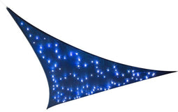 Perel Schaduwdoek met 100 leds, sterrenhemel, waterdoorlatend, luchtdoorlatend, 3.6 x 3.6 x 3.6 m, 180 g/m², zonne-energie, HDPE, driehoek, blauw