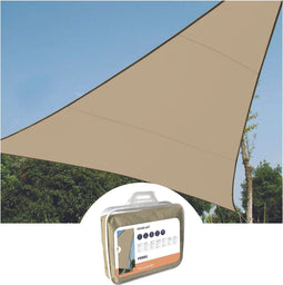 Perel Schaduwdoek, waterdoorlatend, luchtdoorlatend, 3.6 x 3.6 x 3.6 m, 180 g/m², HDPE, driehoek, champagne