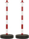 Perel Set afzetpalen in pvc, met opvulbare voet, zonder ketting, koppelbaar, voor tijdelijke afzettingen, evenementen, horeca en openbare ruimtes, rood/wit, 2 stuks