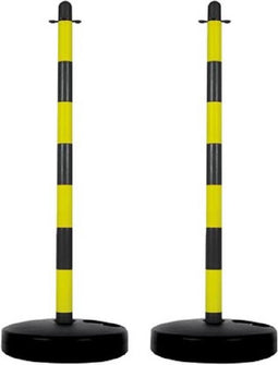 Perel Set afzetpalen, voor tijdelijke afzettingen, evenementen, horeca en openbare ruimtes, met opvulbare voet, zwart/geel, 2 stuks
