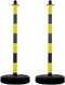 Perel Set afzetpalen, voor tijdelijke afzettingen, evenementen, horeca en openbare ruimtes, met opvulbare voet, zwart/geel, 2 stuks