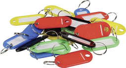 Perel Sleutellabels, 20 stuks, met sleutelring en naamkaartje, 5 kleuren