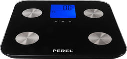 Perel Slimme personenweegschaal, digitaal, max. 180 kg, lichaamsanalyse, vetpercentage, BIA-technologie, lcd-scherm, automatische uitschakeling, zwart