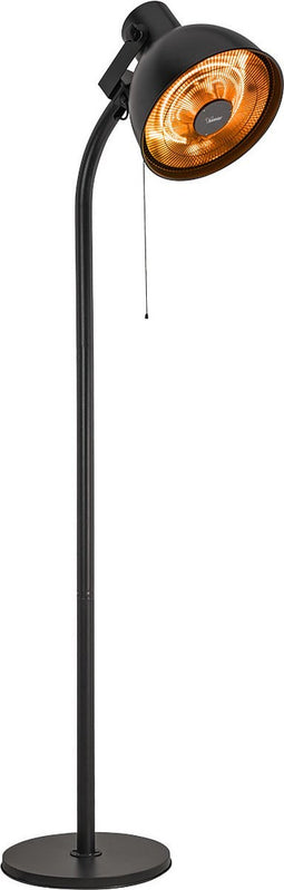 Perel Staande terrasverwarmer, 2000 W, carbon, met trekschakelaar, kantelbeveiliging, 3 warmteniveaus, in hoogte verstelbaar, plensdicht, retrodesign, metaal, zwart