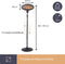 Perel Staande terrasverwarmer, 2000 W, quartz, met trekschakelaar, kantelbeveiliging, 3 warmteniveaus, in hoogte verstelbaar, plensdicht, metaal, zwart