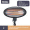 Perel Staande terrasverwarmer, 2000 W, quartz, met trekschakelaar, kantelbeveiliging, 3 warmteniveaus, in hoogte verstelbaar, plensdicht, metaal, zwart