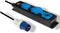 Perel Stekkerdoos, 3 klapdeksels, 3 stopcontacten met penaarde (type E), CEE-stekker, kabel 3 m, 3G2.5, voor binnen en buiten, zwart/blauw