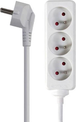Perel Stekkerdoos, 3 stopcontacten met penaarde (type E), kabel 1.5 m, 3G1.5, gebruik binnenshuis, wit