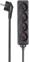 Perel Stekkerdoos, 4 stopcontacten met penaarde (type E), kabel 5 m, 3G1.5, gebruik binnenshuis, zwart