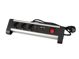 Perel - Stekkerdoos perel bureau 3-voudig met schakelaar incl. 2 usb-poorten 1.4m zwart | 10 stuks