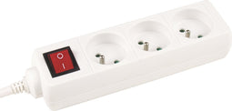 Perel Stekkerdoos met schakelaar, 3 stopcontacten met penaarde (type E), kabel 1.5 m, 3G1.5, gebruik binnenshuis, wit