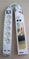 Perel Stekkerdoos met schakelaar, 5 stopcontacten met penaarde (type E), 2 USB-poorten, kabel 1.5 m, 3G1.5, gebruik binnenshuis, wit