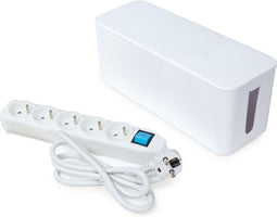 Perel Stekkerdoos met schakelaar en kabelbox, 5 stopcontacten met penaarde (type E), kabel 1.5 m, 3G1.5, wit