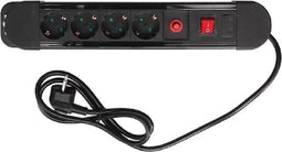 Perel Stekkerdoos met schakelaar, overbelastingsbeveiliging, 4 stopcontacten met randaarde (type F), kabel 1.5 m, 3G1.5, gebruik binnenshuis, zwart/rood