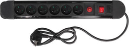 Perel Stekkerdoos met schakelaar, overbelastingsbeveiliging, 6 stopcontacten met randaarde (type F), kabel 1.5 m, 3G1.5, gebruik binnenshuis, zwart/rood