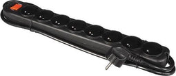 Perel Stekkerdoos met schakelaar, overbelastingsbeveiliging, 8 stopcontacten met penaarde (type E), kabel 1.5 m, 3G1.5, gebruik binnenshuis, zwart