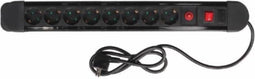 Perel Stekkerdoos met schakelaar, overbelastingsbeveiliging, 8 stopcontacten met randaarde (type F), kabel 1.5 m, 3G1.5, voor binnen, zwart/rood