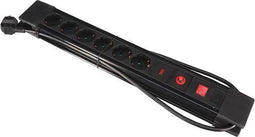 Perel Stekkerdoos Zwart 6 Stopcontacten 3500w