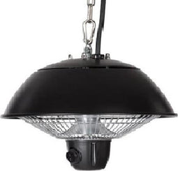 Perel Terrasverwarmer, 600 W, halogeen, plafondmontage, met ketting, aan-/uitschakelaar, 1 warmteniveau, plensdicht, metaal, zwart