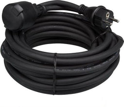 Perel Verlengkabel, H05RR-F 3G1.5, 10 m, 16 A/230 V, 3680 W, type E/F, Schuko, IP44, rubber, zwart