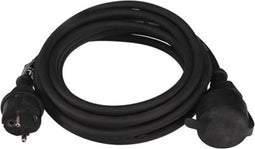 Perel Verlengkabel, H05RR-F 3G1.5, 5 m, 16 A/230 V, 3680 W, type E/F, Schuko, IP44, rubber, zwart