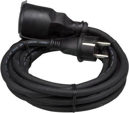 Perel Verlengkabel, H05RR-F 3G1.5, 5 m, 16 A/230 V, 3680 W, type E/F, IP44, rubber, zwart