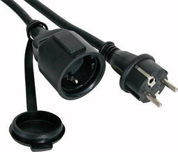 Perel Verlengkabel, H05RR-F 3G2.5, 10 m, 16 A/230 V, 3680 W, type E/F, Schuko, IP44, rubber, zwart