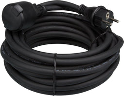 Perel Verlengkabel, H05RR-F 3G2.5, 10 m, 16 A/230 V, 3680 W, type E/F, IP44, rubber, zwart