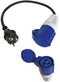 Perel Verloopkabel, H07RN-F 3G1.5, 0.4 m, 16 A/230 V, 3680 W, type E/F naar CEE, voor binnen en buiten, rubber, blauw