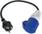 Perel Verloopkabel, H07RN-F 3G2.5, 0.4 m, 16 A/230 V, 3680 W, type E/F naar CEE, voor binnen en buiten, rubber, blauw