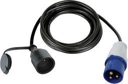 Perel Verloopkabel, H07RN-F 3G2.5, 3 m, 16 A/230 V, 3680 W, CEE naar type E, voor binnen en buiten, rubber, blauw