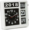 Perel Vierkante klok met flip-over kalender, ideaal voor slechtzienden en personen met Alzheimer of dementie, analoog, 31 x 31 cm, wit/zwart, Nederlandse versie