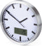 Perel Wandklok, rond, analoog, 25 cm, lcd-scherm met thermometer, hygrometer en weersvoorspelling, aluminium, zilver