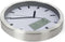Perel Wandklok, rond, analoog, 25 cm, lcd-scherm met thermometer, hygrometer en weersvoorspelling, aluminium, zilver