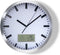 Perel Wandklok, rond, analoog, 25 cm, lcd-scherm met thermometer, hygrometer en weersvoorspelling, aluminium, zilver