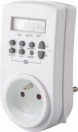 Perel Weektimer, digitaal, 230 V, 16 A, 3680 W, Franse aarding type E, wit