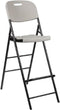 Perel Witte hoge klapstoel voor binnen en buiten, barkruk, met rugleuning en voetsteun, kunststof, ruimtebesparend, ideaal voor evenementen, feesten en catering, met stalen frame en weerbestendige zitting